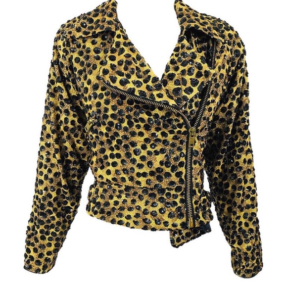 Jeanette Kastenberg Sequin Leopard Biker Jacket - Picture 5 of 16